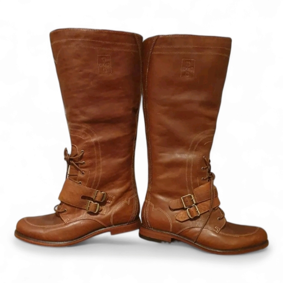 Women's Timberland Lucille 20647 Leather Brown Zip Up Buckle High Boots … - Picture 3 of 4